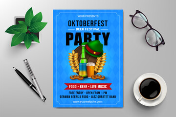 oktoberfest beer festival party flyer template vector