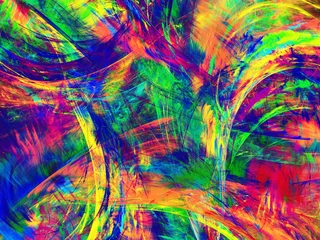 Papier Peint photo Mélange de couleurs arc-en-ciel abstrait fractal arrière-plan rendu 3d illustration