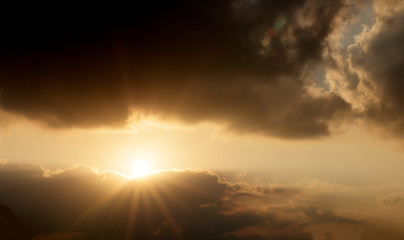 The golden rays of the sun at dawn