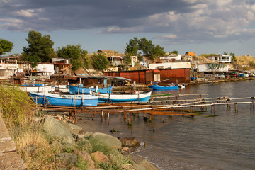 Fototapeta na wymiar Old fishing pier on the Bulgarian coast