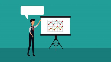 elegant businessman with paperboard and statistics