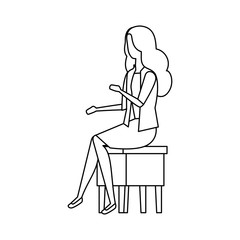 elegant businesswoman seated in bench