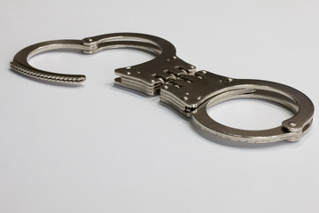 Silver stainless steel handcuffs for security forces
