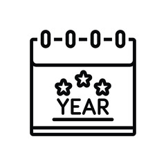 Black line icon for year month 