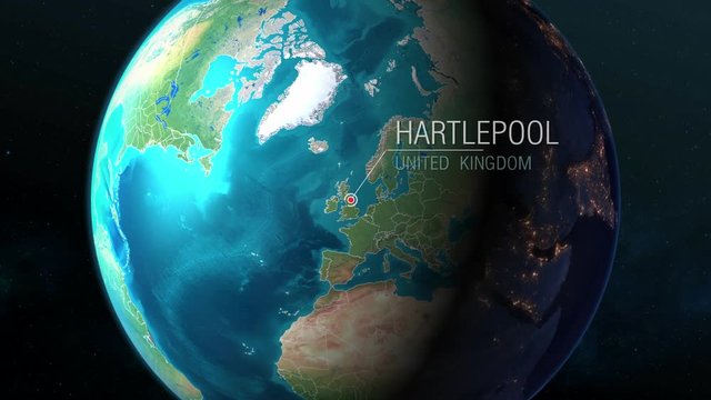 United Kingdom - Hartlepool - Zooming from space to earth