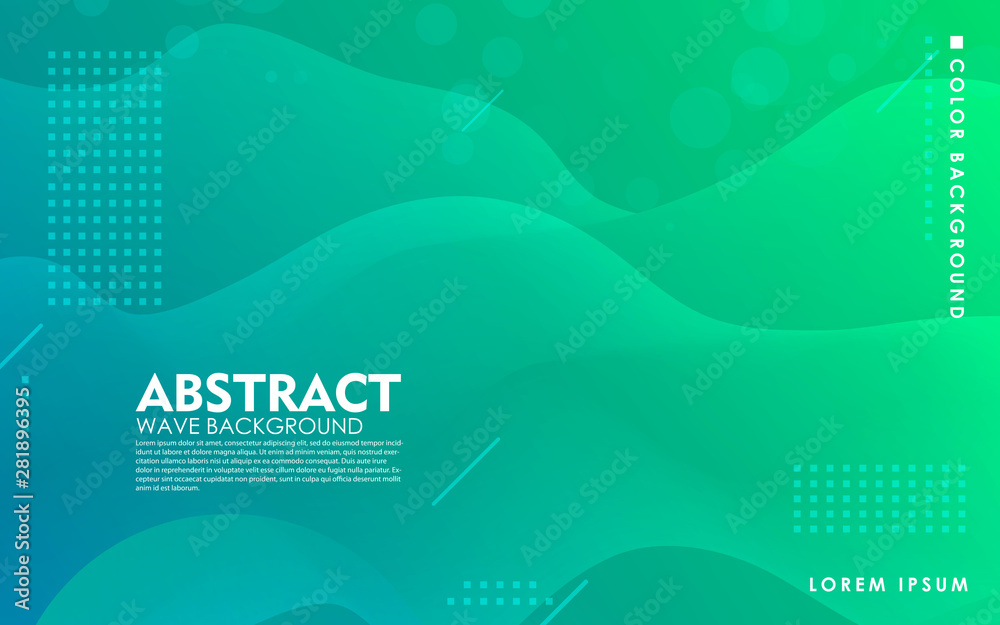 Fototapete Tosca liquid color background. Dynamic textured geometric element design with dots decoration. Modern green and blue gradient light vector illustration.