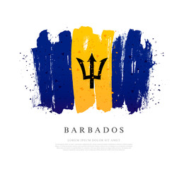 Flag of Barbodos. Brush strokes are drawn by hand. Independence Day. - obrazy, fototapety, plakaty