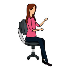 elegant businesswoman worker seated in office chair