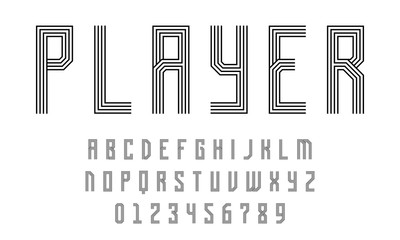 Set of alphabets font letters and numbers modern abstract design with lines vector illustration