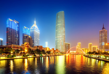 Tianjin City, China, night view