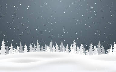 Christmas background of falling snow. Winter night. Xmas card design vector illustration