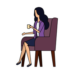 Fototapeta premium elegant businesswoman drinking coffee in the sofa