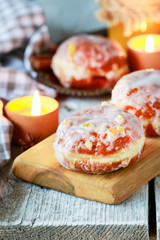 Fat Thursday celebration - traditional polish donuts filled with marmalade.