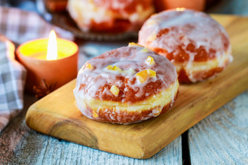 Fat Thursday celebration - traditional polish donuts filled with marmalade.