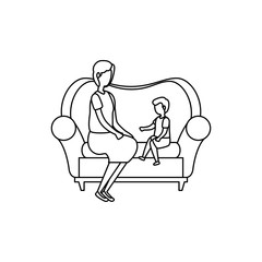 cute grandmother with grandson in the sofa