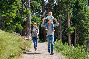 Naklejka na ściany i meble Family Walking Hiking Trail