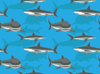 Obraz premium Silky Shark Cartoon Background Seamless Wallpaper