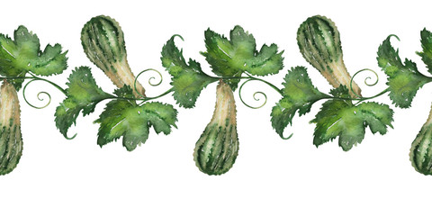 Watercolor background large pumpkin crop