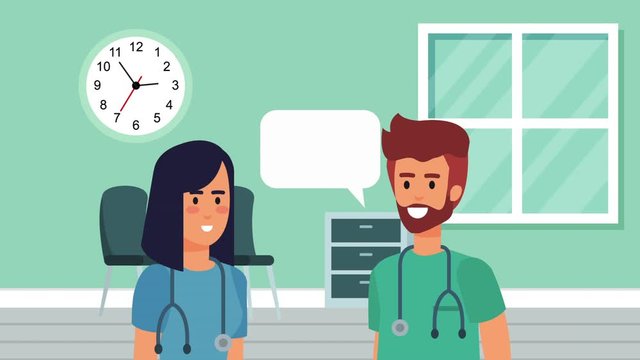 professional couple doctors medical characters animation