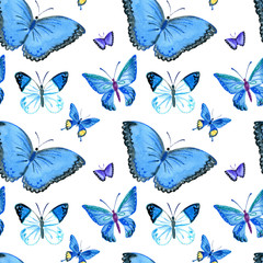 Obraz na płótnie Canvas Set of watercolor butterflies. Vintage summer isolated spring art.