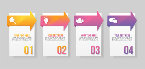 Vector Infographic Design Template with Options Steps and Marketing Icons can be used for info graph, presentations, process, diagrams, annual reports, workflow layout. Vector Illustration