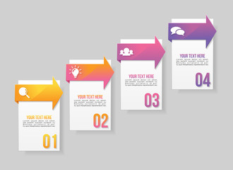 Vector Infographic Design Template with Options Steps and Marketing Icons can be used for info graph, presentations, process, diagrams, annual reports, workflow layout. Vector Illustration