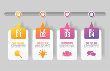 Vector Infographic Design Template with Options Steps and Marketing Icons can be used for info graph, presentations, process, diagrams, annual reports, workflow layout. Vector Illustration