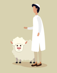 arab man with traditional sheep sacrifice