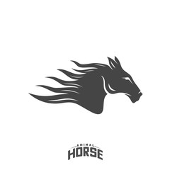 Head Horse logo design vector. Horse Fire logo template. Illustration Vector