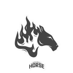 Head Horse logo design vector. Horse Fire logo template. Illustration Vector