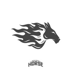 Head Horse logo design vector. Horse Fire logo template. Illustration Vector