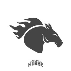 Head Horse logo design vector. Horse Fire logo template. Illustration Vector