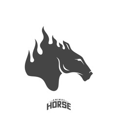 Head Horse logo design vector. Horse Fire logo template. Illustration Vector