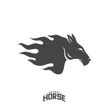 Head Horse logo design vector. Horse Fire logo template. Illustration Vector