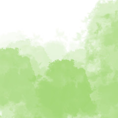 fresh green hand drawn watercolor cloudscape background pattern with different gradients and white corner   