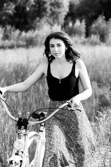 Obraz premium girl with bicycle