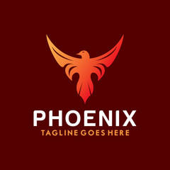 Phoenix Logo Vector With Colorful. Animal Icon.  Eagle Symbol. Bird Logotype Design Inspiration.