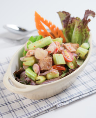 Fried pork spicy with vegetable and herb,Thai food