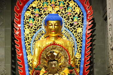 golden bodhisattva GUANYIN carving in Thailand