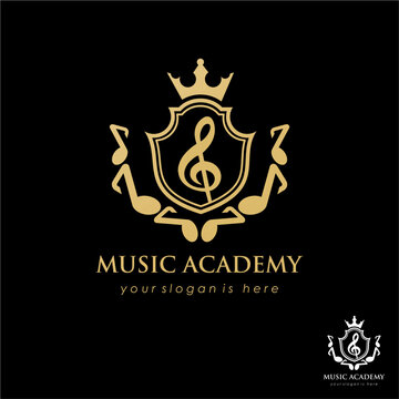 Music Academy Vector Logo Editable minimalist clean gold color