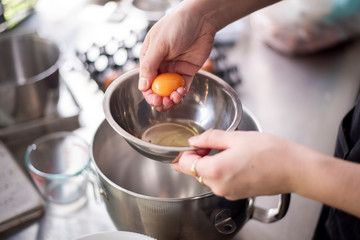 Beautiful woman is making bakery