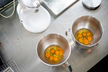 Beautiful woman is making bakery