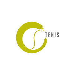 A silhouette logo about a tennis ball.