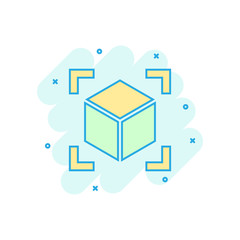 Augmented reality icon in comic style. Vr device vector cartoon illustration on white isolated background. Technology business concept splash effect.