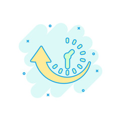 Downtime icon in comic style. Uptime vector cartoon illustration on white isolated background. Clock business concept splash effect.