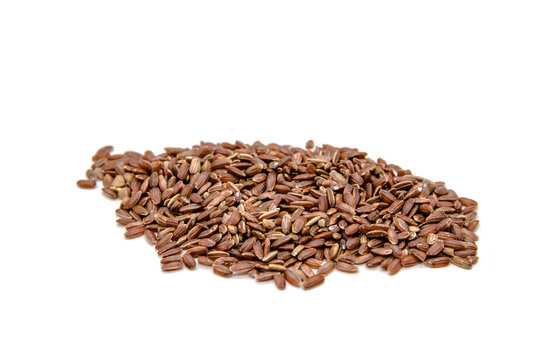 brown ruby rice on a white isolation background