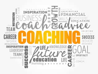 COACHING word cloud collage, business concept background