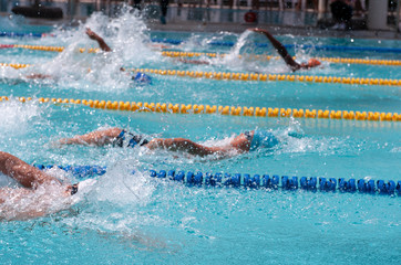 backstroke race swimming in competition 