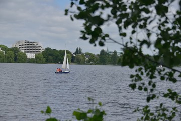 HUMBERG ,GERMANY- 11 June 2018 , Alsterwiese Schwanenwik pack and good place popular in Germany