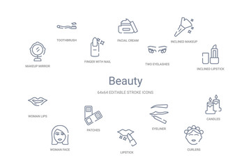 beauty concept 14 outline icons